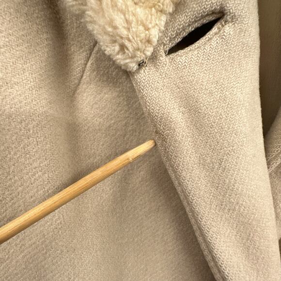 VTG 60s Swing Coat M/L Union Fur Wool Boho 70s Y2K Glam Cream Event Old Money US - Picture 15 of 16